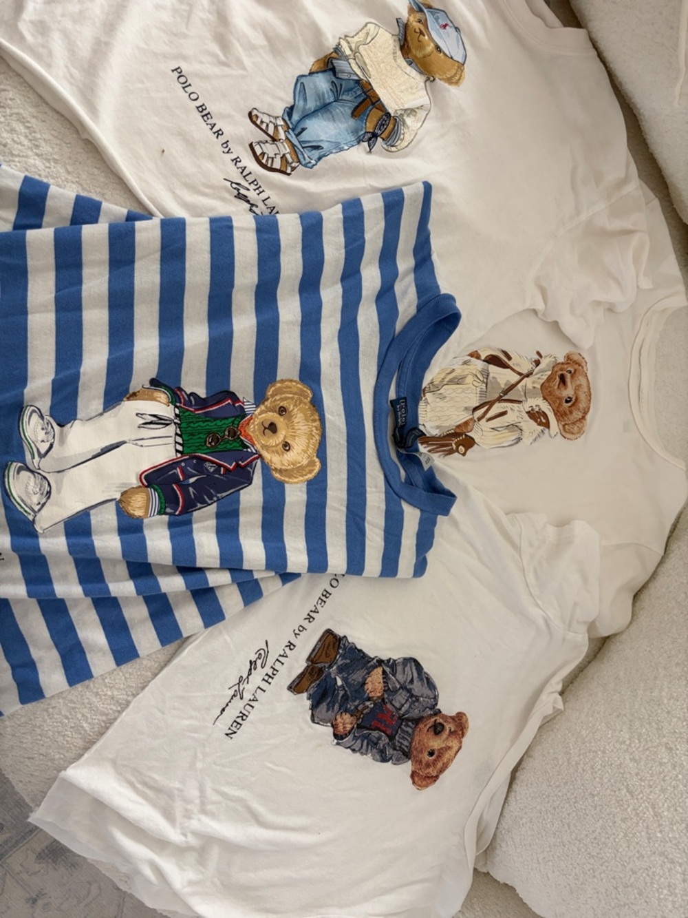 Bundle of Ralph Lauren White & Blue Polo Bear Graphic Tops & Hollister Top